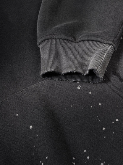 Áo hoodie lông cừu cổ điển đã giặt và sờn