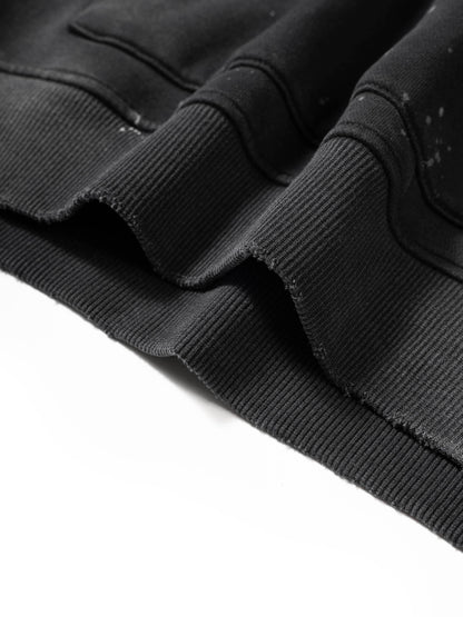 Áo hoodie lông cừu cổ điển đã giặt và sờn