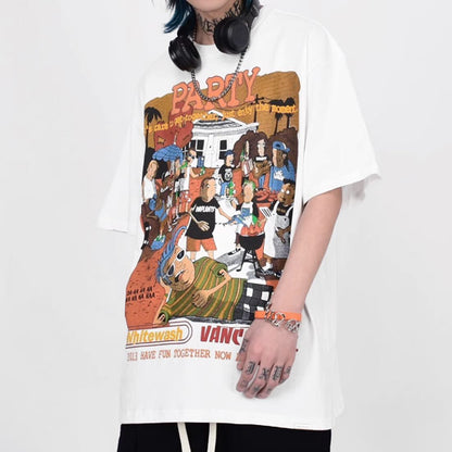 Short-sleeved T-shirt printed with hip hop