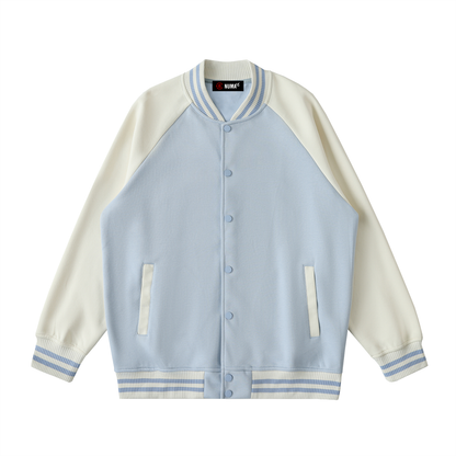 Two Tone Raglan Sleeve Varsity Jacket