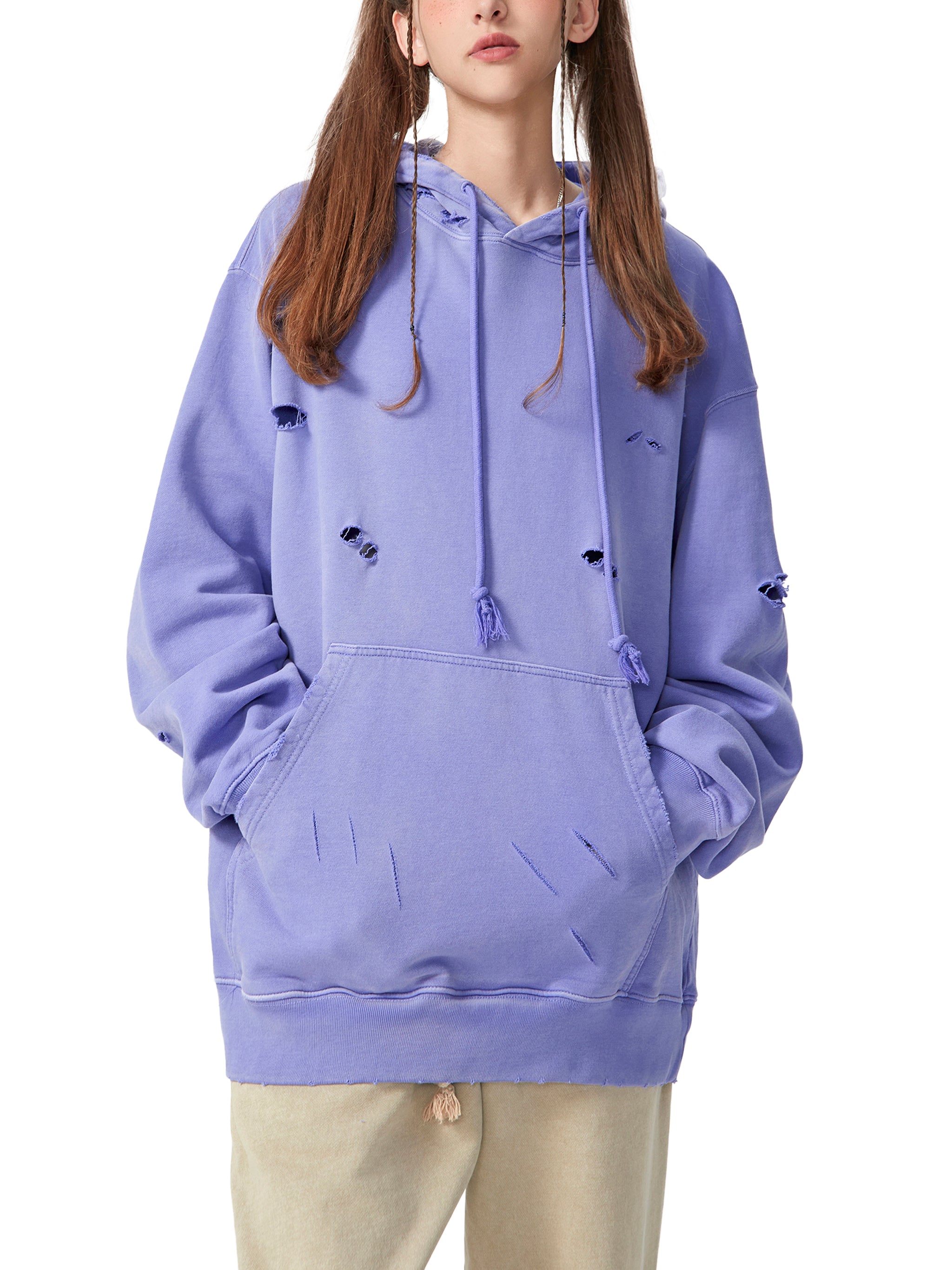 Kapuzenpullover in Distressed-Vintage-Waschung