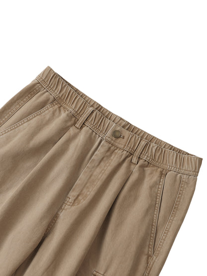Cotton Elastic-Waist Cargo Pants
