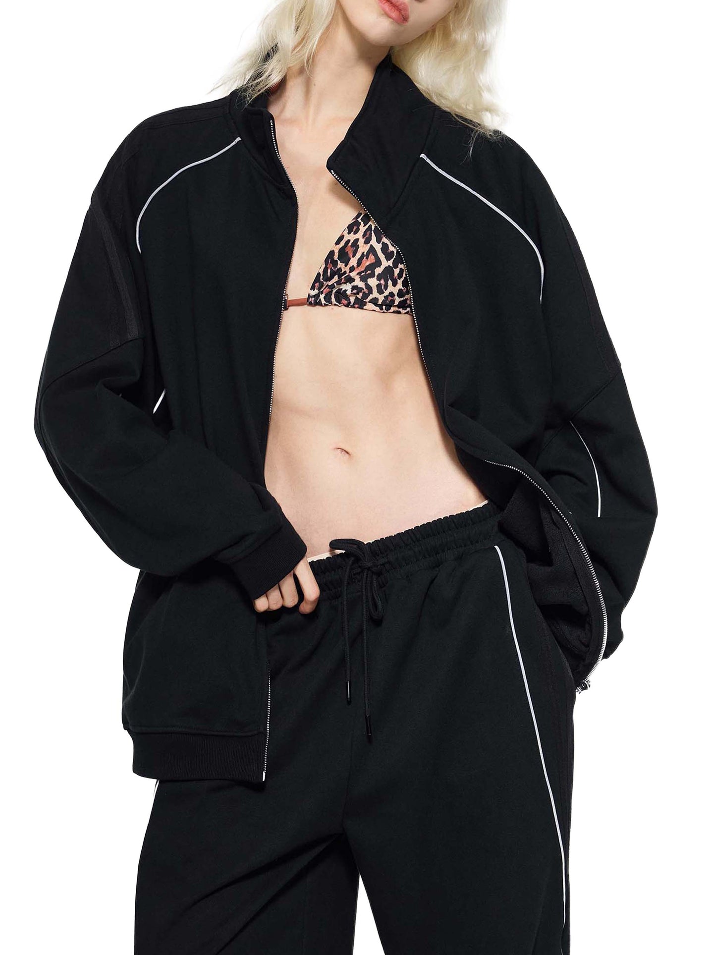 Reflection Striped Raglan Sleeve Jacket