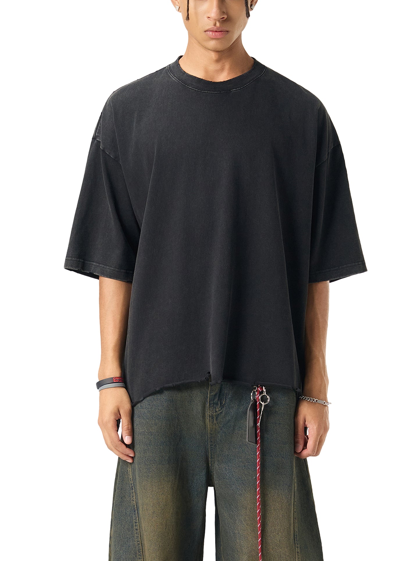 Snow Wash Raw-Hem Boxy T-shirt