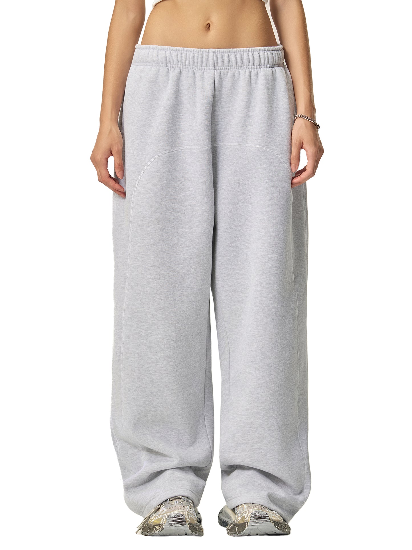 Fleece-Sweatpants mit Kontrastnähten