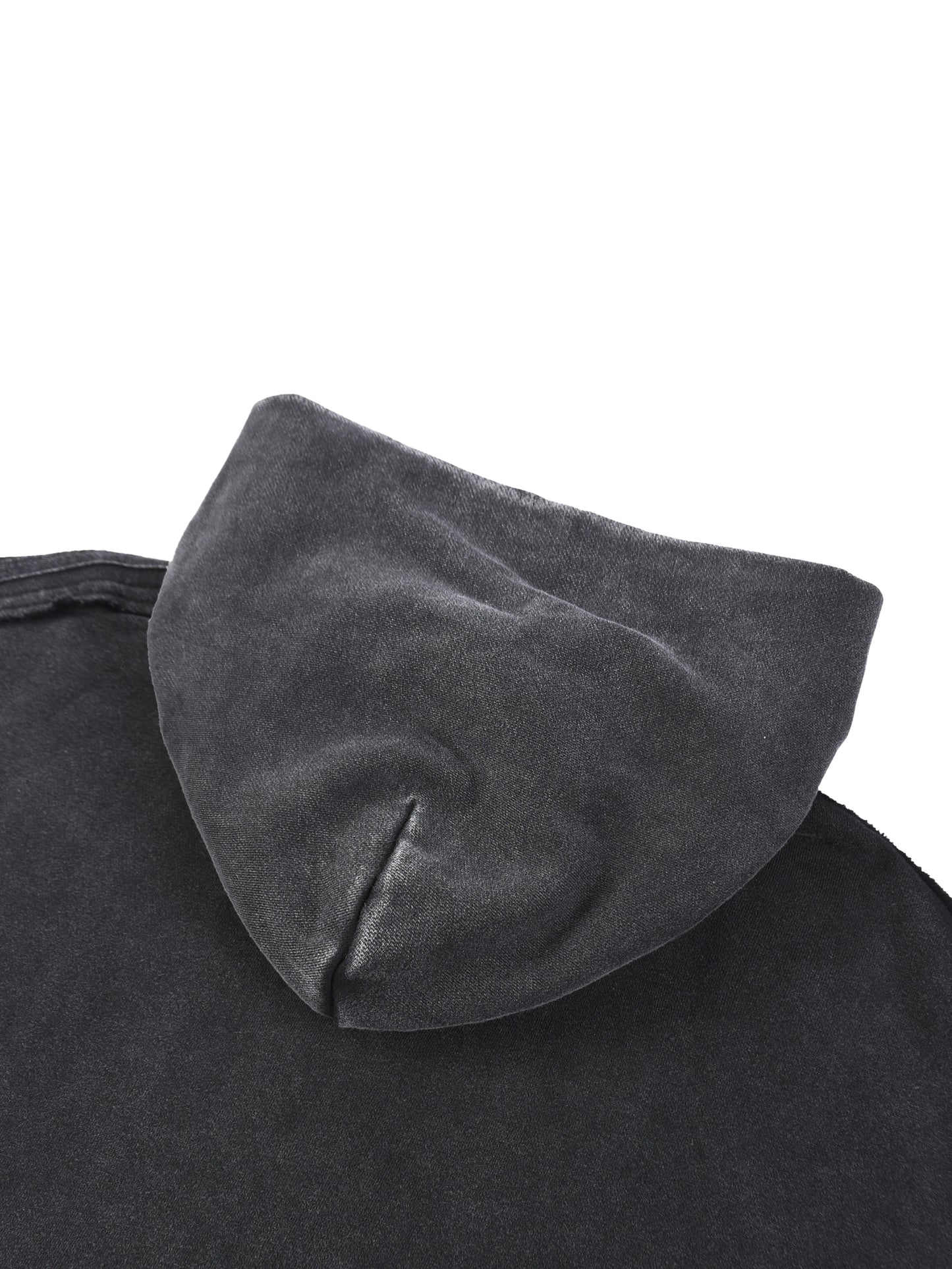 Snow Washed Tape Raw Edge Zip Hoodie