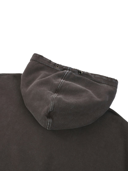 Snow Washed Distressed Panel Pocket Hoodie